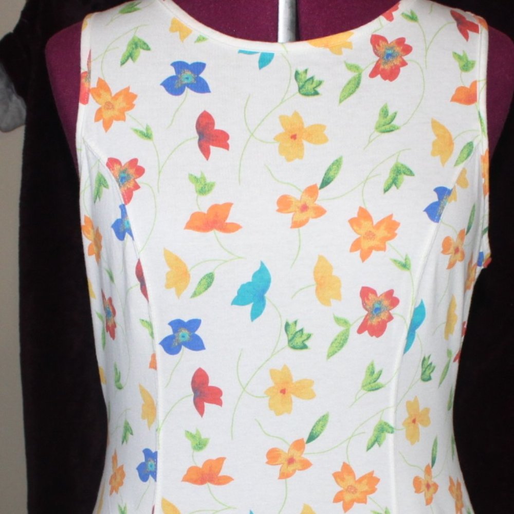White Stag Sleeveless Cotton Knee length dress with butterflies size XL